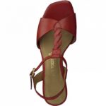 czerwone sandały damskie ze skóry, na obcasie Marco Tozzi
